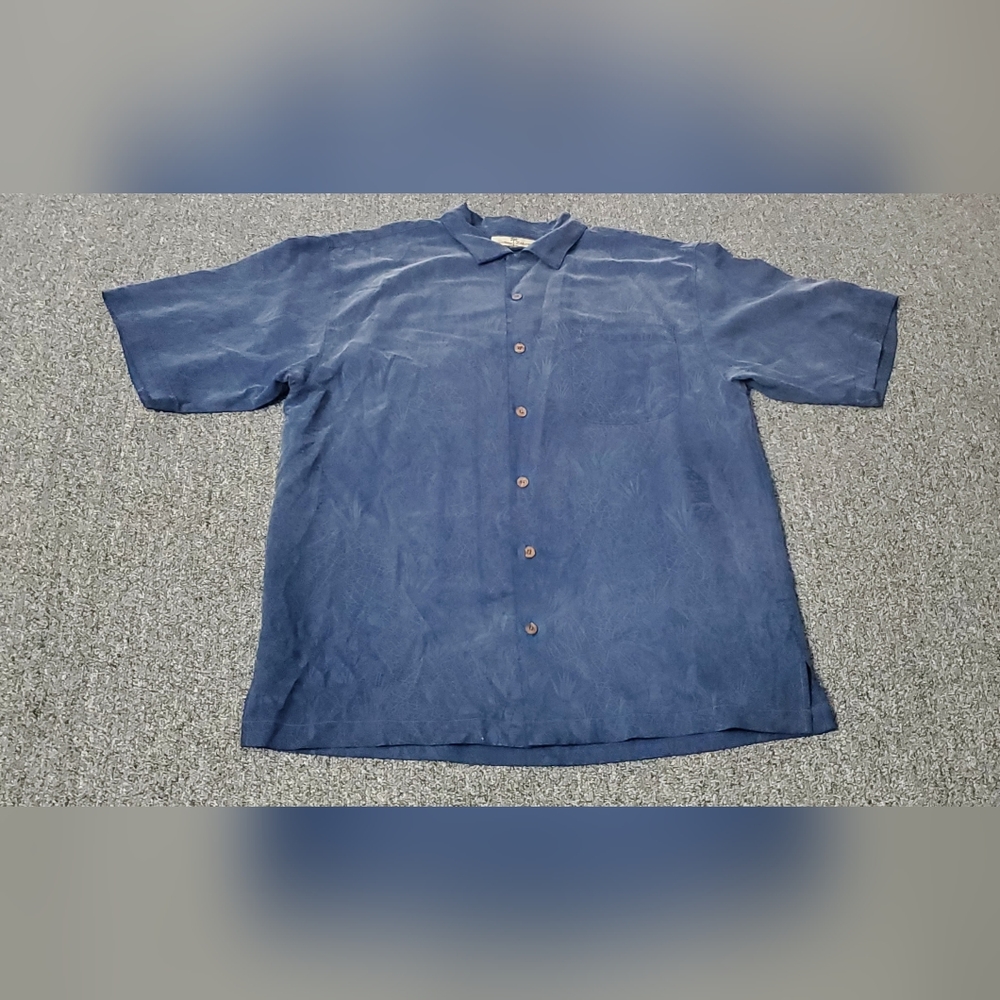 Tommy Bahama Shirt Mens Adult M Blue Floral Button Down Silk Camp Casual